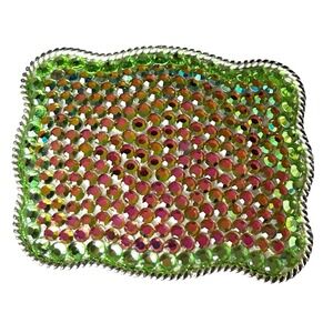 Vintage Alpaca Mexico Rhinestone Belt Buckle Aurora Borealis Coastal Cowgirl